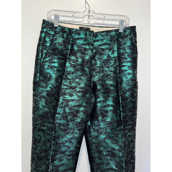 J. Crew Evergreen Jacquard Metallic Cropped Straight Pants Women's Size 8 - Picture 3 of 10